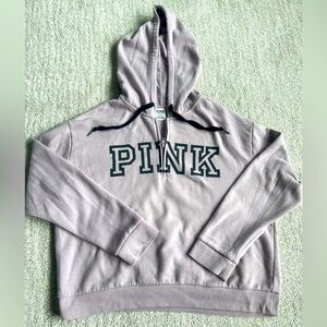 Victoria’s Secret PINK Hooded Lavender and Black Quarter Zip Sweatshirt